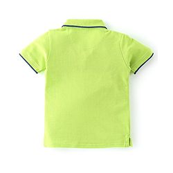 Babyhug 100% Cotton Half Sleeves Polo T-Shirt with Applique Detailing- Lime Green