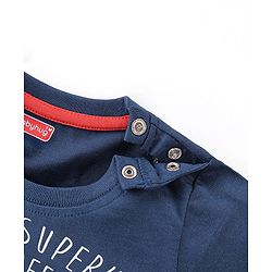 Babyhug Single Jersey Knit Half Sleeves Night Suit With Kitty Superhero Print - Navy Blue & Red