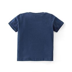 Babyhug Single Jersey Knit Half Sleeves Night Suit With Kitty Superhero Print - Navy Blue & Red