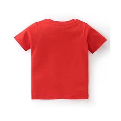 Babyhug Single Jersey Knit Half Sleeves Night Suit With Star & Text Print - Red & Grey