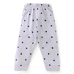 Babyhug Single Jersey Knit Half Sleeves Night Suit With Star & Text Print - Red & Grey