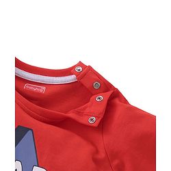 Babyhug Single Jersey Knit Half Sleeves Night Suit With Star & Text Print - Red & Grey