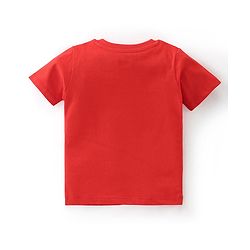 Babyhug Single Jersey Knit Half Sleeves Night Suit With Star & Text Print - Red & Grey