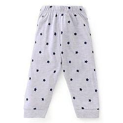 Babyhug Single Jersey Knit Half Sleeves Night Suit With Star & Text Print - Red & Grey