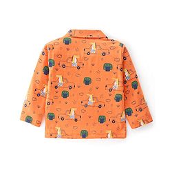 Babyhug Cotton Knit Full Sleeves Night Suit Crocodile & Car Print- Orange