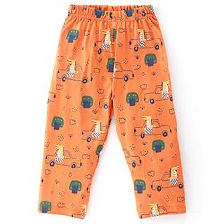 Babyhug Cotton Knit Full Sleeves Night Suit Crocodile & Car Print- Orange