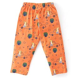 Babyhug Cotton Knit Full Sleeves Night Suit Crocodile & Car Print- Orange