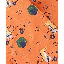Babyhug Cotton Knit Full Sleeves Night Suit Crocodile & Car Print- Orange