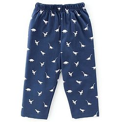 Babyhug Single Jersey Knit Full Sleeves Night Suit With Dino Print - Navy Blue