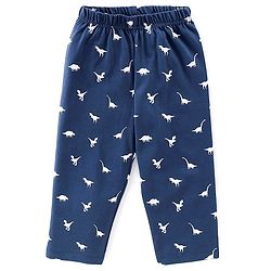 Babyhug Single Jersey Knit Full Sleeves Night Suit With Dino Print - Navy Blue