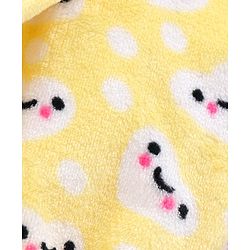Babyhug Velour Full Sleeves Bathrobe with Hood Hearts Print - Yellow