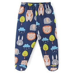 Babyhug 100% Cotton Knit Footed Bootie Leggings Stripes & Animal Print Pack of 3- Multicolour