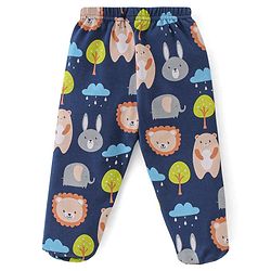 Babyhug 100% Cotton Knit Footed Bootie Leggings Stripes & Animal Print Pack of 3- Multicolour