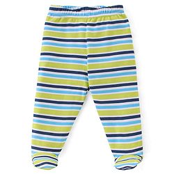 Babyhug 100% Cotton Knit Footed Bootie Leggings Stripes & Animal Print Pack of 3- Multicolour