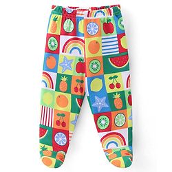 Babyoye 100% Organic Cotton Bootie Leggings With Striped & Fruit Print Pack of 3 - Multicolor