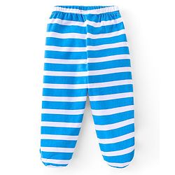 Babyhug 100%  Cotton Knit Interlock Stripe & Fruit Prints Bootie Leggings Pack of 3 - Blue & Red