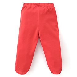 Babyhug 100%  Cotton Knit Interlock Stripe & Fruit Prints Bootie Leggings Pack of 3 - Blue & Red