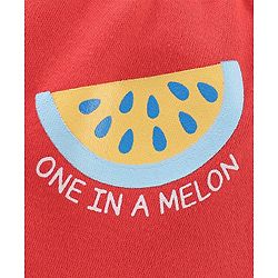 Babyhug 100%  Cotton Knit Interlock Stripe & Fruit Prints Bootie Leggings Pack of 3 - Blue & Red
