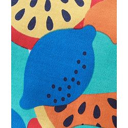 Babyhug 100%  Cotton Knit Interlock Stripe & Fruit Prints Bootie Leggings Pack of 3 - Blue & Red