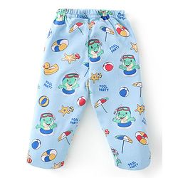 Babyhug 100% Cotton Knit Footed Bootie Leggings Stripes & Dino Print Pack of 3- Multicolour