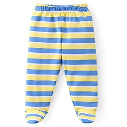 Babyhug 100% Cotton Knit Footed Bootie Leggings Stripes & Dino Print Pack of 3- Multicolour