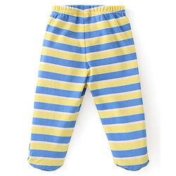 Babyhug 100% Cotton Knit Footed Bootie Leggings Stripes & Dino Print Pack of 3- Multicolour