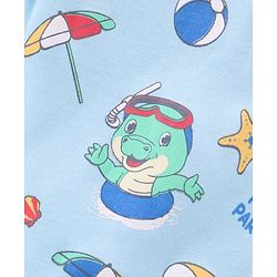 Babyhug 100% Cotton Knit Footed Bootie Leggings Stripes & Dino Print Pack of 3- Multicolour