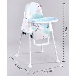 Babyhug 3 in 1 Comfy High Chair with Printed Cushion| High Chair, Feeding Chair & Booster Chair| Adjustable Double Food Tray| Removable PU Leather Seat| Safety Harness| Removable Footrest