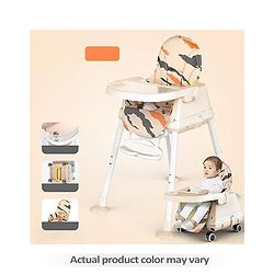 Babyhug 3 in 1 Comfy High Chair with Printed Cushion| High Chair, Feeding Chair & Booster Chair| Adjustable Double Food Tray| Removable PU Leather Seat| Safety Harness| Removable Footrest