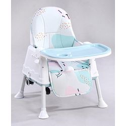 Babyhug 3 in 1 Comfy High Chair with Printed Cushion| High Chair, Feeding Chair & Booster Chair| Adjustable Double Food Tray| Removable PU Leather Seat| Safety Harness| Removable Footrest