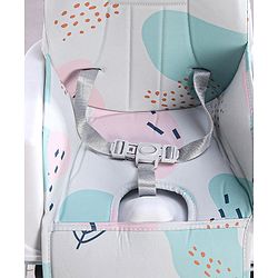 Babyhug 3 in 1 Comfy High Chair with Printed Cushion| High Chair, Feeding Chair & Booster Chair| Adjustable Double Food Tray| Removable PU Leather Seat| Safety Harness| Removable Footrest