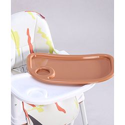 Babyhug 3 in 1 Comfy High Chair with Printed Cushion| High Chair, Feeding Chair & Booster Chair| Adjustable Double Food Tray| Removable PU Leather Seat| Safety Harness| Removable Footrest