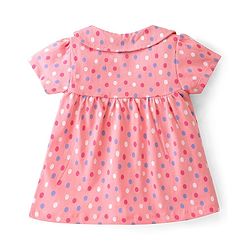 Babyhug Cotton Knit Single Jersey Half Sleeves Night Suit With Polka Dots Print - Pink