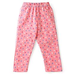 Babyhug Cotton Knit Single Jersey Half Sleeves Night Suit With Polka Dots Print - Pink