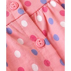 Babyhug Cotton Knit Single Jersey Half Sleeves Night Suit With Polka Dots Print - Pink