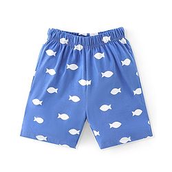 Babyhug Cotton Knit Half Sleeves Night Suit With Shark Print - Blue