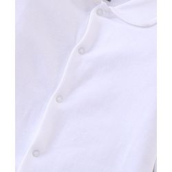 Babyhug Interlock Full Sleeves Front Open Solid Sleepsuit with Peter Pan Collar - White