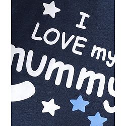 Babyhug Interlock Knit Full Sleeves Sleepsuit With Text Print- Navy Blue