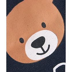 Babyhug Interlock Cotton Knit Full Sleeves Teddy Print Sleep Suit - Navy Blue