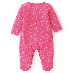 Babyhug Interlock Cotton Knit Full Sleeves Dino & Heart Print Sleepsuits Pack of 2 - Navy & Pink
