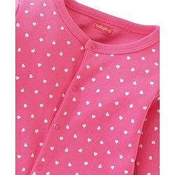 Babyhug Interlock Cotton Knit Full Sleeves Dino & Heart Print Sleepsuits Pack of 2 - Navy & Pink