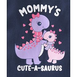 Babyhug Interlock Cotton Knit Full Sleeves Dino & Heart Print Sleepsuits Pack of 2 - Navy & Pink