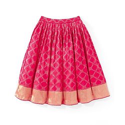 Babyhug  Short Sleeves Embroidered Choli with Brocade Lehenga & Dupatta Set - Pink & Orange