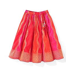 Babyhug  Short Sleeves Embroidered Choli with Brocade Lehenga and Dupatta Set - Multicolor