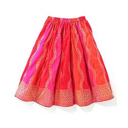Babyhug  Short Sleeves Embroidered Choli with Brocade Lehenga and Dupatta Set - Multicolor