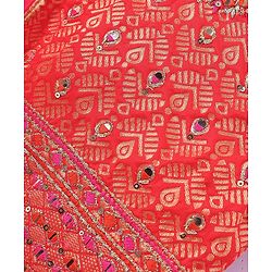 Babyhug  Short Sleeves Embroidered Choli with Brocade Lehenga and Dupatta Set - Multicolor