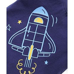 Babyhug Cotton Knit Half Sleeves Night Suit Space  Print - Navy Blue