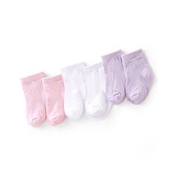 Cute Walk by Babyhug Anti Bacterial Cotton Ankle Length  Socks Pack of 3 Solid Colour -White Pink & Purple