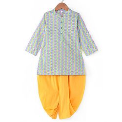 Babyhug Cotton Woven Full Sleeves Chevron Printed   Kurta & Dhoti Set - Multicolor
