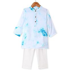 Babyhug 100% Cotton Woven Full Sleeves Tie & Dye Printed Kurta Pajama Set - Blue